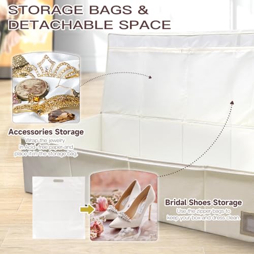 VANSIYIYI Large Wedding Dress Storage Box - Preservation Box Wedding Keepsake Trunk for Storing Bridal Gown Invitations Ri...