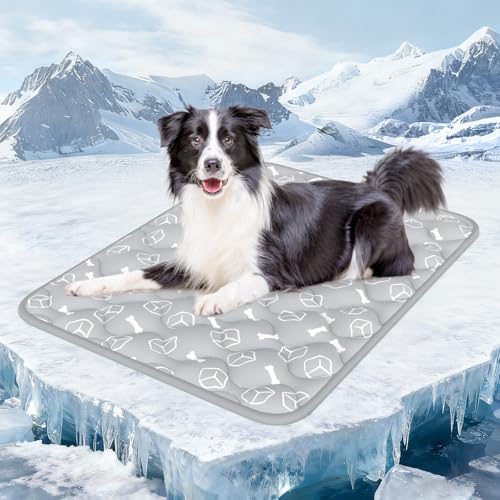 Rywell Dog Cooling Mat 2.0, Elegant Grey, 44"*32" Thick & Durable Cooling Mat for Extra Large Dogs, Extended Cooling with ...