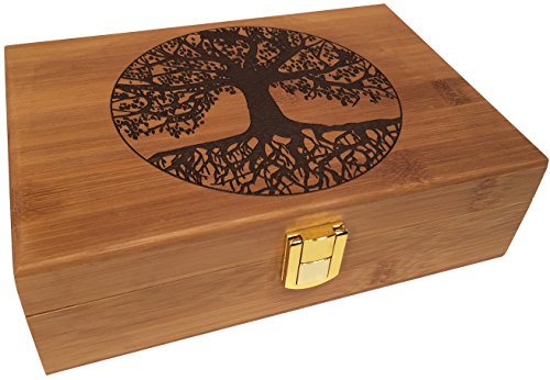 Tree of Life Keepsake Box - Wooden Keepsake Box with Hinged Lid - Engraved Design - Decorative Wooden Boxes with Lids - Wo...