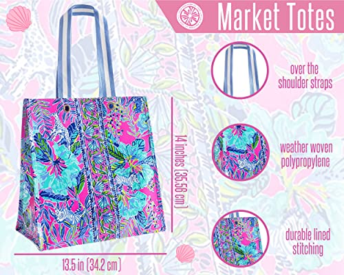 Lilly Pulitzer Market Shopper Bag, Reusable Grocery Tote, Shoulder Bag for Produce or Travel | for Produce, for Travel