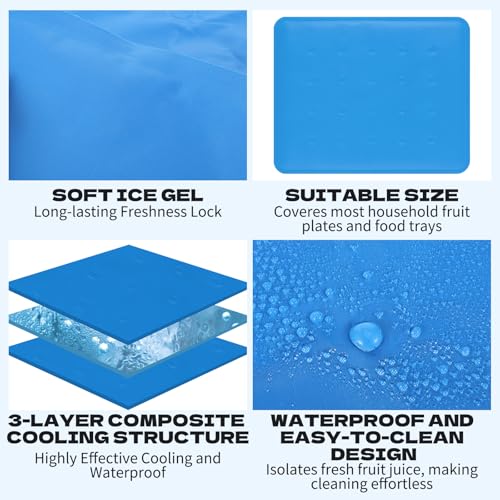 3 PCS Reusable Freezable Ice Mat for Buffet and Food Trays, Cooling Mat for Cold Serving, Chilling Mat for Charcuterie, Ch...