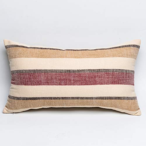 NATUS WEAVER 2 Pieces Decorative Classic Retro Stripe Throw Pillow Cover Soft Faux Linen Modern Farmhouse Lumbar Cushion C...