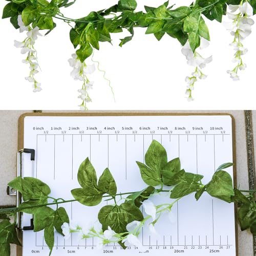 Mavee 28.8ft Artificial Wisteria Vine Garland (4x7.2ft), Silk Hanging Flowers Decor for Wedding Arch, Home Floral Arrangem...