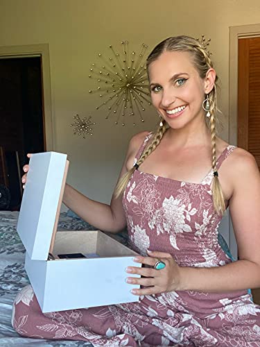 Blake & Lake Large Wooden Keepsake Box - White, Hinged Lid - Decorative Storage Box for Jewelry and More