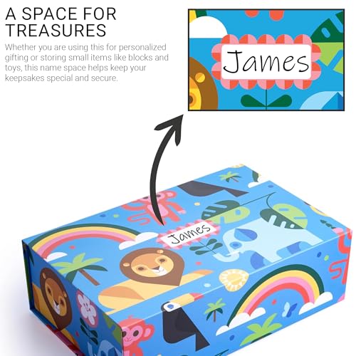 Sorarto Birthday Box for Kids – Jungle Animal Memory Box for Keepsakes with Magnetic Lid – Sturdy Decorative Gift Box for ...