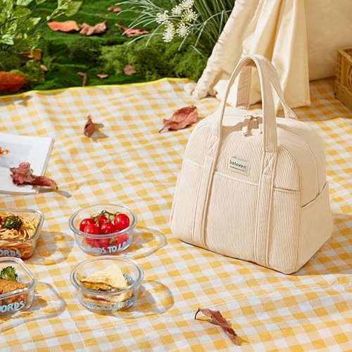 belaven Insulated Lunch Bag for Women, 6-Hour Cold Retention Cooler Tote with Sturdy Handle, 15-Can Spacious Capacity, Lea...