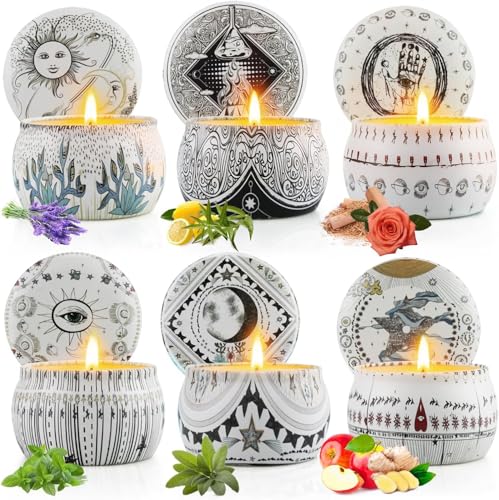 Candle Set for Women Gift, Scented Candles, 6 Pack Large Natural Soy Wax Candles in Tins, Stress Relief Gifts for Women, A...