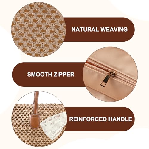 iSamzan Straw Beach Tote Bag for Women: 2026 Large Woven Handbag with Zipper, Perfect for Vacation, Travel and Summer Pool...