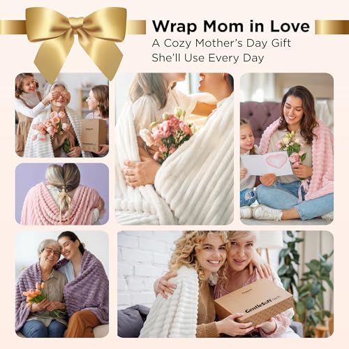 Bedsure GentleSoft White Throw Blanket for Couch - Mothers Gifts Day Birthday Gifts for Women Mom Her, Soft Cozy Fleece Su...