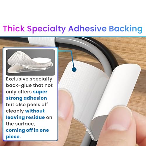 LX IntMfr. Hook and Loop Cable Ties, Self Adhesive Hook and Loop Cable Straps, Sticky-back Cord Organizer, Cable Clip, Hou...