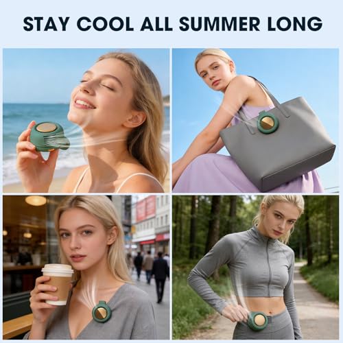 Timeno Portable Clip-On Bladeless Fan, Mini USB Rechargeable 360° Rotatable Fan, 3-Speed Silent Personal Cooling Fan for O...