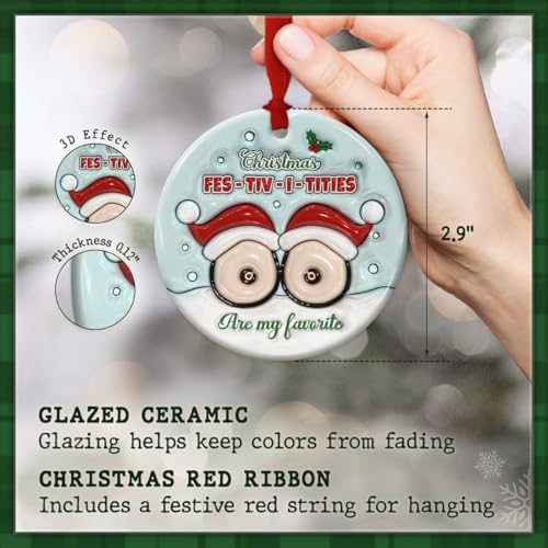 CHOANG Funny Christmas Ornament 2026 - Humorous Ceramic Tree Decoration with 3D Printed Effect - White Elephant Gift Idea ...