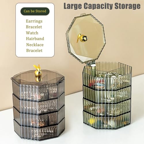 Lifeuping Jewelry Organizer with Handle, 4-Layer Acrylic Jewelry Box, Clear Jewelry Boxes for Women Girls, Make up Earring...