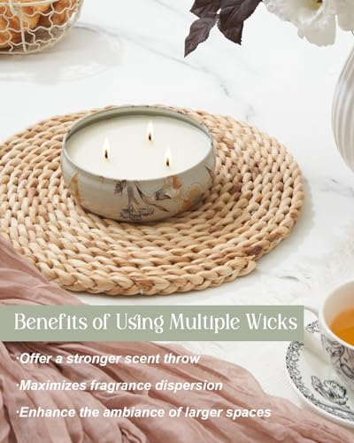M&SENSE 3 Wick Soy Candles for Home Scented, 12oz Citrus & Sage Scented Aromatherapy Candle for Stress Relief, 40 Hour Bur...