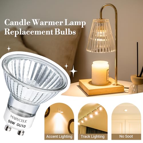 Marycele Halogen Light Bulbs for Candle Warmer Lamp, 6 Pack GU10 120V 50W MR16 Dimmable Warm Light Halogen Bulbs 2 Pin wit...