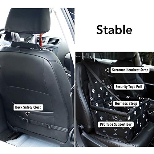 Petbobi Pet Reinforce Car Booster Seat for Dog Cat Portable and Breathable Bag with Seat Belt Dog Carrier Safety Stable fo...