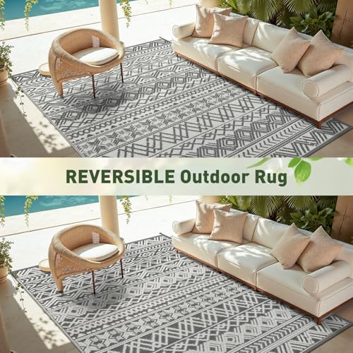 MontVoo Outdoor Rug Carpet Waterproof 5x8 Outdoor Patio Rug Mat Reverisble Plastic Straw Outdoor Rug for RV Camping Picnic...