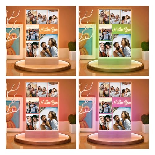 Custom Picture Frame with Photo, Personalized Photo Frame with Night Light, Customized Picture Frames, Personalized Annive...