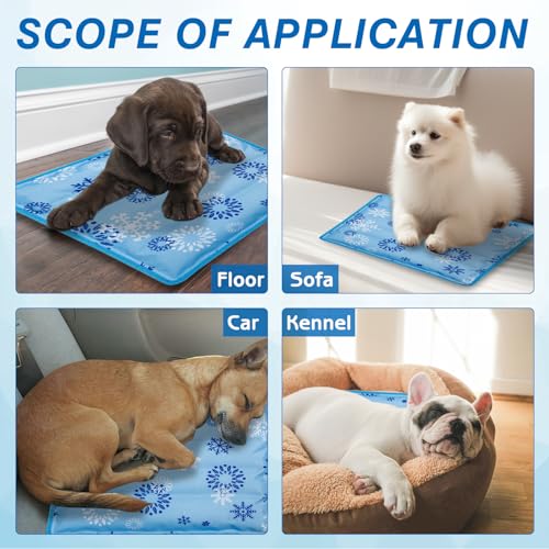 aingycy Dog Cooling Mat Water Injection Pet Cool Pads Dogs & Cats Pet Cooling Blanket for Outdoor Car Seats Beds (Azure, 3...