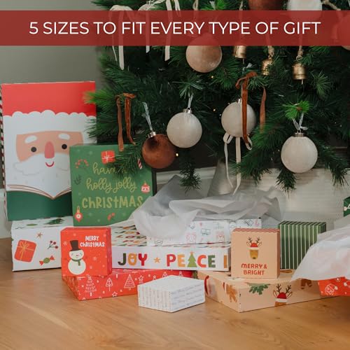ZICOTO Beautiful Christmas Gift Boxes Set of 15 - Stylish Holiday Present Boxes with Assorted Festive Designs for Easy Chr...