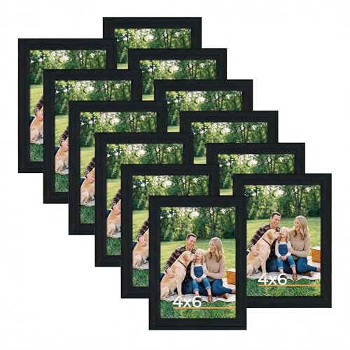 Giftgarden 4x6 Picture Frame Black 4 x 6 Photo Frames Bulk for Wall or Tabletop, Set of 12