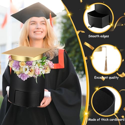 Weekgrat 2 Pack Graduation Flower Box Graduation Cap Gift Boxes 6.9 x 6.4 in empty Container for Grad Party Outdoor Indoor...