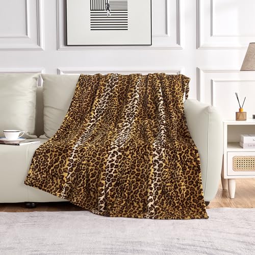 Edenleaf Leopard Print Blanket Fleece Throw for Bed Sofa Travel and Camping, Super Soft Cozy Fluffy Plush Cheetah Print Bl...