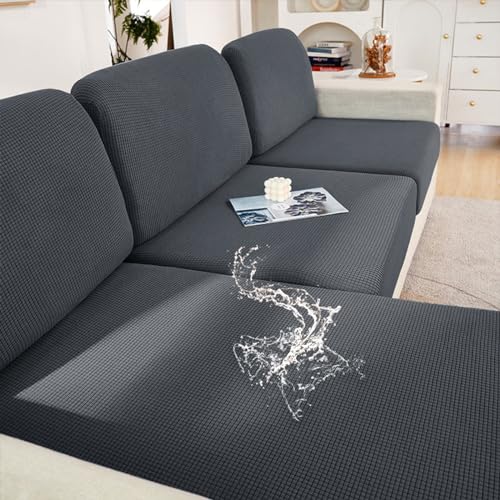 hyha Waterproof Couch Cushion Covers for Pets, Non Slip Sofa Seat Cover for Dogs Washable, Soft Thick Stretch Jacquard Fab...