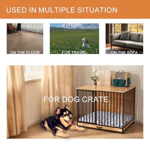 VANKEAN Reversible Cool and Warm Dog Bed Mat for Crates - Stylish Pad With Waterproof Inner Linings and Removable Machine ...