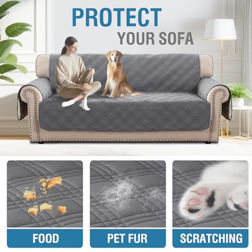 H.VERSAILTEX 100% Waterproof Couch Covers for 3 Cushion Couch Sofa Modern Sofa Slipcovers with Elastic Straps Thick Soft F...