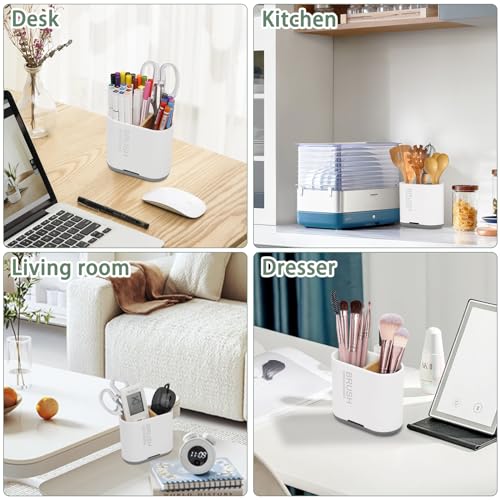Toothbrush and Toothpaste Holder with Bamboo Divider for Bathroom Countertop Organizer, Detachable for Easy Clean, 2 Slots...