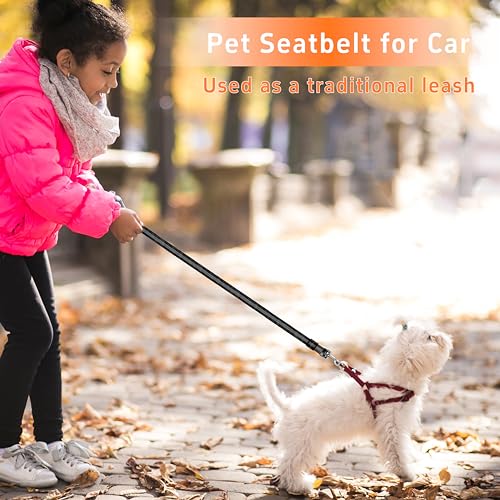 Seyezo Dog Car Seat Belt Set - 3 Piece Retractable Harness, Adjustable Reflective Seatbelt for Vehicle Headrests, Safety R...