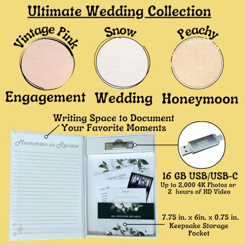 3-in-1 Ultimate Wedding Album Collection: Physical and Digital Photos for Wedding, Engagement, Honeymoon-Wedding Gifts, Br...