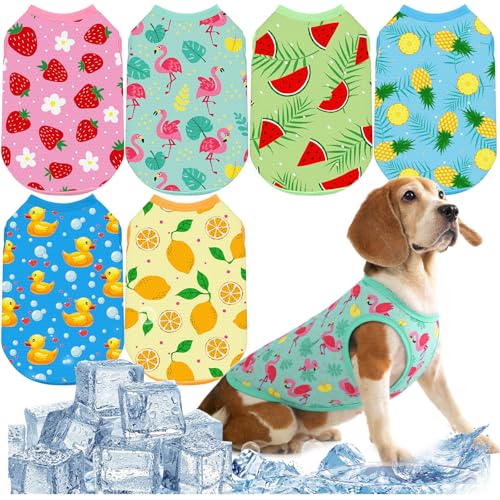 Abbylike 6 Pack Summer Shirts for Dog, Stretchy Dog T Shirts, Cooling Quick Dry Lightweight Pet Sleeveless, Breathable Cat...