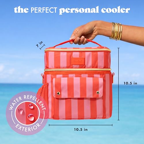Fit & Fresh Sidekick Insulated Cooler Bag – Dual Compartment Leakproof Soft Sided Lunch Cooler, Small Cooler Bag with Cros...