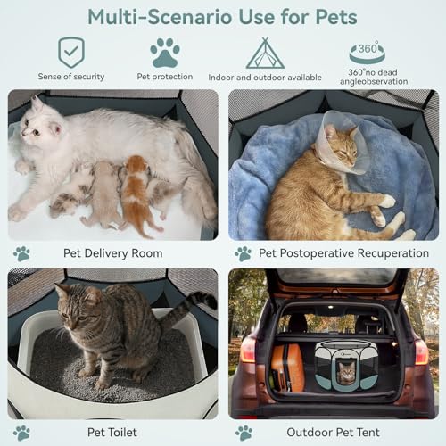 Siedihit Dog Cat Playpen, Puppy Pet Playpen Indoor for Small Dog Crate Tent Cage Outdoor, Portable Pop Up Dogs Enclosure K...
