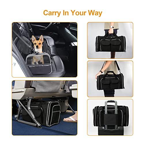 Estarer Soft Sided Pet Carrier Airline Approved, 4 Sides Expandable Collapsible Cat Carrier with Pockets & Removable Fleec...