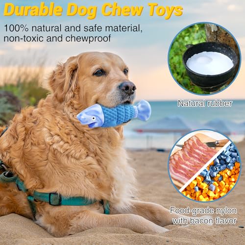 WinTour Tough Dog Toys for Aggressive Chewers, Indestructible Dog Chewers for Medium & Large Breeds, Squeaky Durable Chew ...