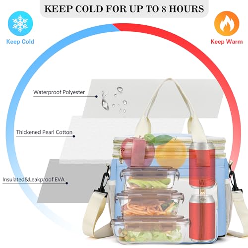 BAGNN Lunch Box & Lunch Bag for Women, Large Insulated Adult Lunch Box Leakproof Lunchbox Cooler Bag for Work Picnic Beac...