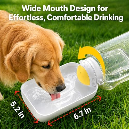 Dog Water Bottle with Food Container, 32oz Travel Dog Water Bottle (3 in 1), Leak Proof Portable Water for Dogs with Twist...