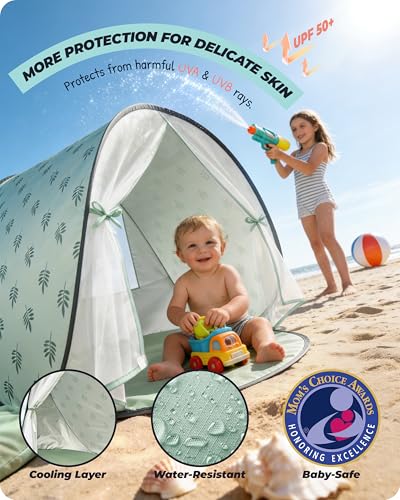 WEMOH Baby Beach Tent, 2026 Upgrade Pop Up UPF 50+ UV Protection Sun Shelter Canopy with Mosquito Net Portable Outdoor Sha...