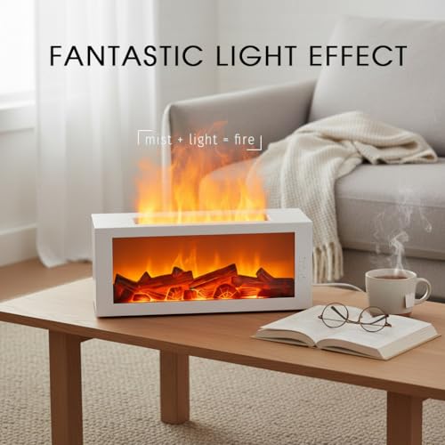 Essential Oil Diffuser,Fireplace Diffusers with 3 Aromatherapy Oils Set,300ml Color Flame Aroma Diffuser with Remote Contr...