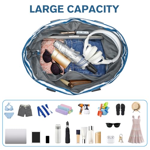 G4Free Beach Bag, Waterproof Sandproof Beach Tote Bag, Large Capacity Foldable for Women