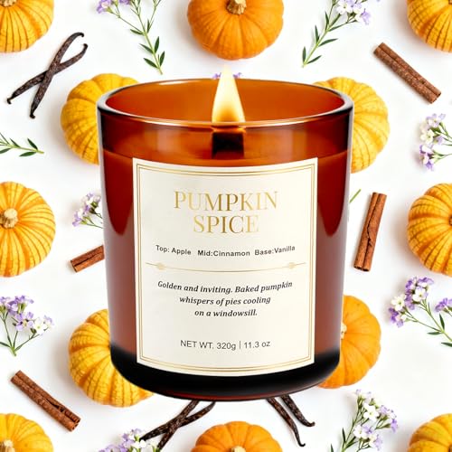 Candle Gift Set –2 Pack Wood Wick Pumpkin Spice Scented Candles,22.6 oz Natural Soy Wax Candles with Gift Box,Long Lasting...