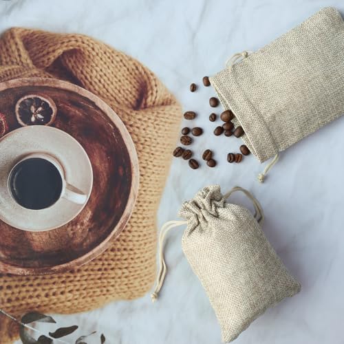 Uigidori 30 Pcs Burlap Gift Bags with Drawstring, 3.8 x 5.7 Inches Premium Linen Jewelry Pouches, Burlap Favor Sacks, Rust...