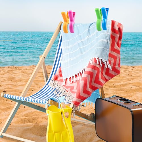 Large Beach Towel Clips for Beach Chairs, 8 Pcs Towel Holder for Beach Chair Pool Chair on Cruise, Jumbo Size Heavy Duty C...