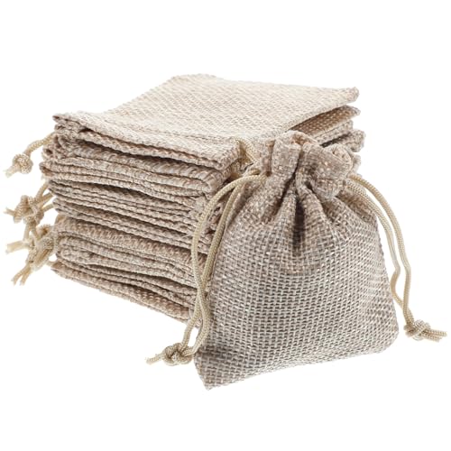 QfwdfcTrenz 20pcs Small Burlap Gift Bags, 2.7 X 3.5 Inch Linen Brown Small Burlap Bags With Drawstring Small Gift Pouches ...