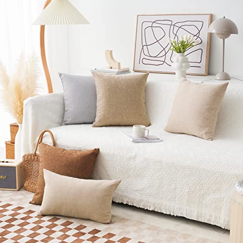 Home Brilliant Burlap Pillow Covers Set of 4 Lined Linen Square Throw Pillow Case Cushion Covers for Sofa Couch Bench Livi...