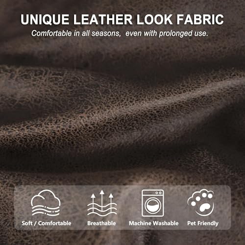 ANARACHON Leather Look Couch Cushion Covers Sofa Seat Slipcovers Sets Couches Furniture Protector for Sectional Armchair L...