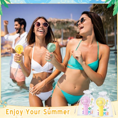 Rossesay 24 Sets End of Year Gifts Mini Portable Fans Summer Party Favors Battery Operated Handheld Fans with Thank You Ca...